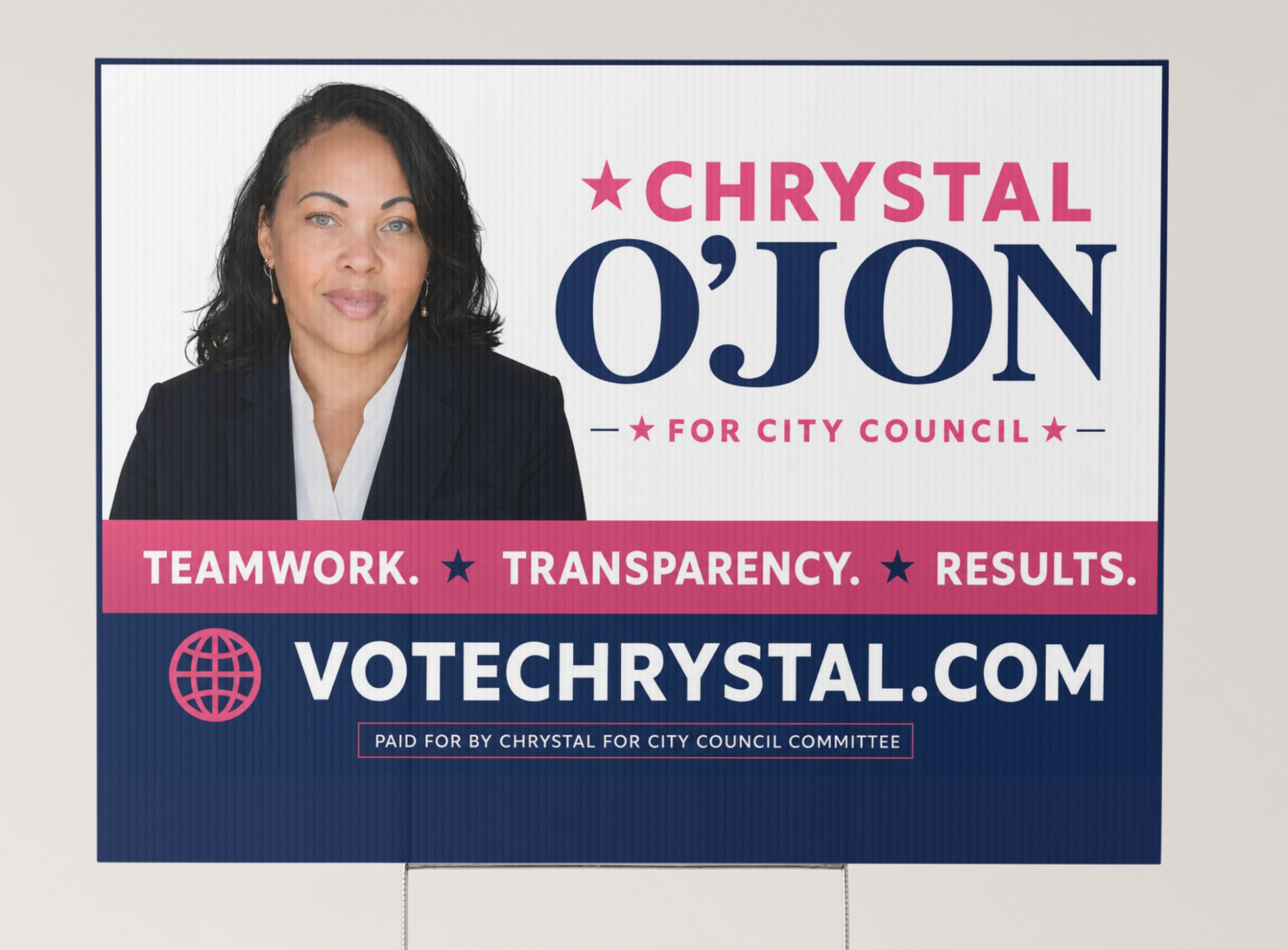 Chrystal O'Jon campaign yard sign